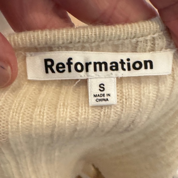 Reformation Cream Ribbed Crew Neck Sweater - Picture 3 of 4